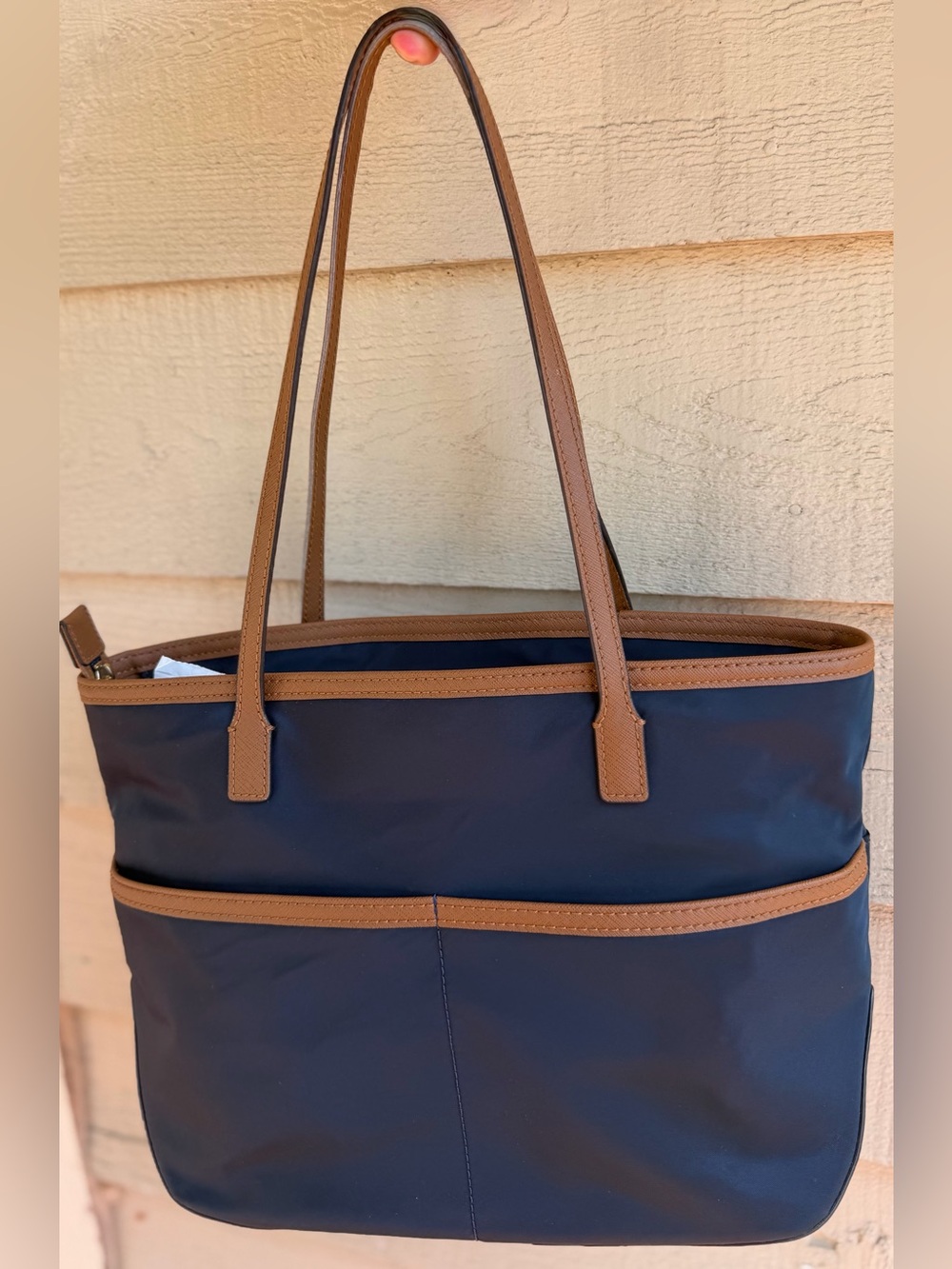 Michael Kors Kempton Navy and Brown Nylon Tote with Gold Hardware - Picture 14 of 14